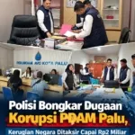 Tim Satreskrim Polresta Palu melakukan penggeledahan dan pemeriksaan dokumen di lingkungan Perumdam Avo Kota Palu terkait dugaan kasus korupsi dengan nilai kerugian negara yang ditaksir mencapai Rp2 miliar.